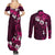 Fiji Masi Couples Matching Summer Maxi Dress and Long Sleeve Button Shirt Fijian Hibiscus Tapa Pink Version LT01 - Polynesian Pride