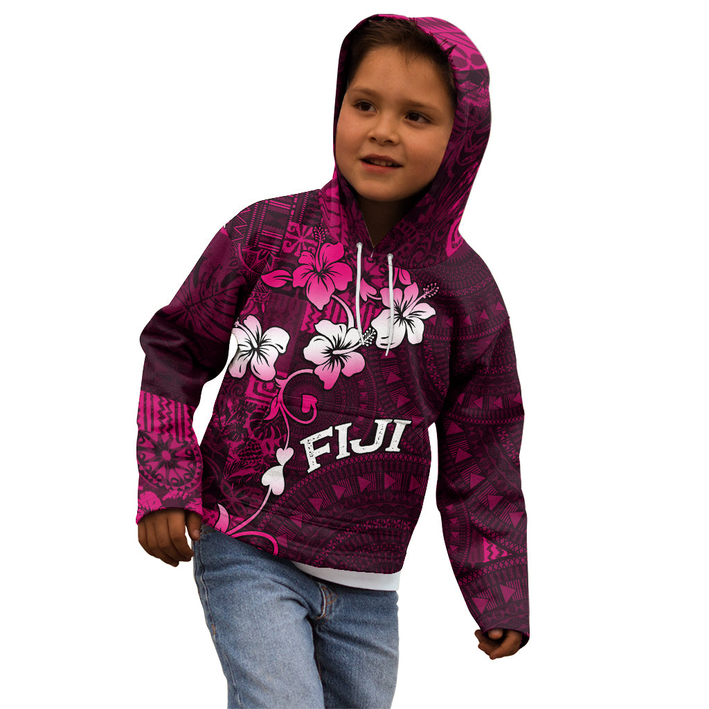 Fiji Masi Kid Hoodie Fijian Hibiscus Tapa Pink Version LT01 - Polynesian Pride