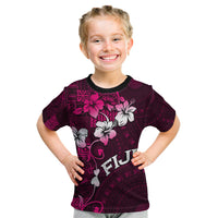 Fiji Masi Kid T Shirt Fijian Hibiscus Tapa Pink Version LT01 Pink - Polynesian Pride