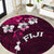 Fiji Masi Round Carpet Fijian Hibiscus Tapa Pink Version LT01 Pink - Polynesian Pride