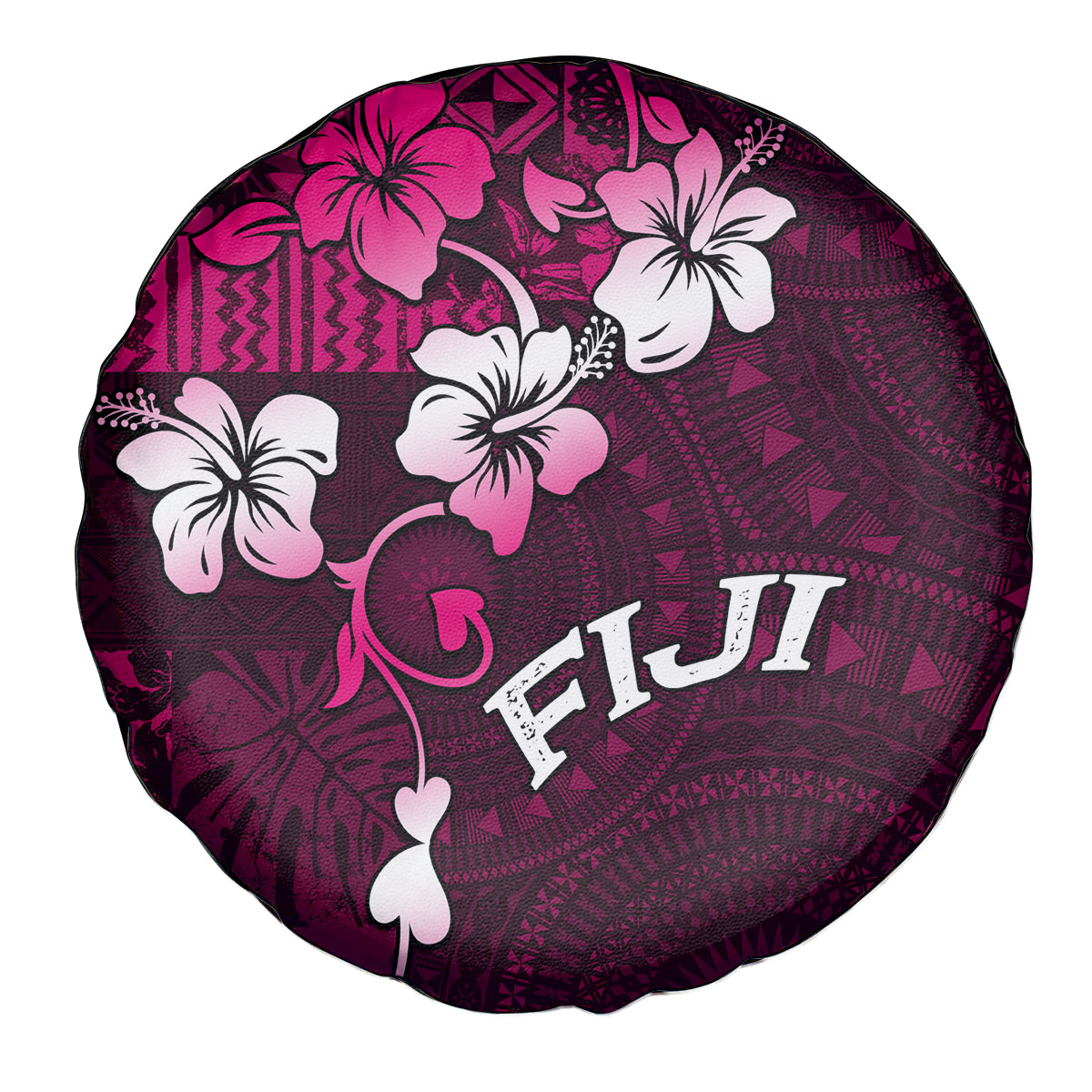 Fiji Masi Spare Tire Cover Fijian Hibiscus Tapa Pink Version LT01 - Polynesian Pride