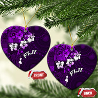 Fiji Masi Ceramic Ornament Fijian Hibiscus Tapa Purple Version LT01 Heart Purple - Polynesian Pride