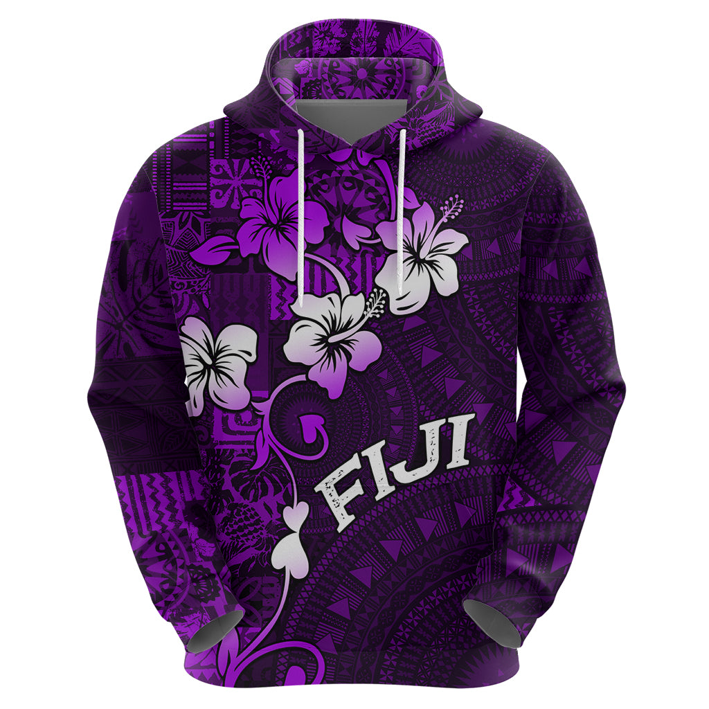 Fiji Masi Hoodie Fijian Hibiscus Tapa Purple Version LT01 - Polynesian Pride