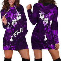 Fiji Masi Hoodie Dress Fijian Hibiscus Tapa Purple Version LT01 - Polynesian Pride