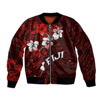 Fiji Masi Bomber Jacket Fijian Hibiscus Tapa Red Version LT01 Unisex Red - Polynesian Pride
