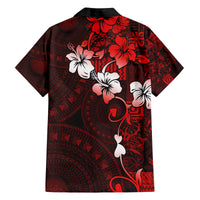 Fiji Masi Family Matching Long Sleeve Bodycon Dress and Hawaiian Shirt Fijian Hibiscus Tapa Red Version LT01 - Polynesian Pride