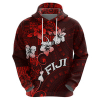 Fiji Masi Hoodie Fijian Hibiscus Tapa Red Version LT01 - Polynesian Pride