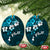 Fiji Masi Ceramic Ornament Fijian Hibiscus Tapa Sky Blue Version LT01 Oval Blue - Polynesian Pride