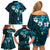 Fiji Masi Family Matching Off Shoulder Short Dress and Hawaiian Shirt Fijian Hibiscus Tapa Sky Blue Version LT01 - Polynesian Pride