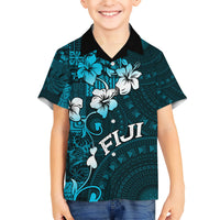 Fiji Masi Kid Hawaiian Shirt Fijian Hibiscus Tapa Sky Blue Version LT01 Kid Blue - Polynesian Pride