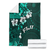 Fiji Masi Blanket Fijian Hibiscus Tapa Turquoise Version LT01 - Polynesian Pride