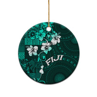 Fiji Masi Ceramic Ornament Fijian Hibiscus Tapa Turquoise Version LT01 - Polynesian Pride