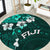 Fiji Masi Round Carpet Fijian Hibiscus Tapa Turquoise Version LT01 Turquoise - Polynesian Pride