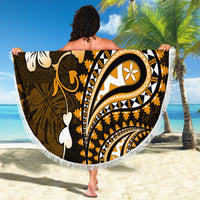 Fiji Masi Paisley With Hibiscus Tapa Beach Blanket Gold Version LT01 - Polynesian Pride