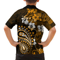 Fiji Masi Paisley With Hibiscus Tapa Kid Hawaiian Shirt Gold Version LT01 - Polynesian Pride