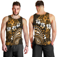 Fiji Masi Paisley With Hibiscus Tapa Men Tank Top Gold Version LT01 - Polynesian Pride