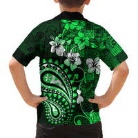 Fiji Masi Paisley With Hibiscus Tapa Kid Hawaiian Shirt Green Version LT01 - Polynesian Pride