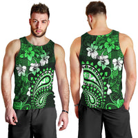 Fiji Masi Paisley With Hibiscus Tapa Men Tank Top Green Version LT01 - Polynesian Pride