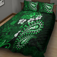 Fiji Masi Paisley With Hibiscus Tapa Quilt Bed Set Green Version LT01 - Polynesian Pride