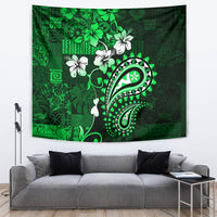 Fiji Masi Paisley With Hibiscus Tapa Tapestry Green Version LT01 - Polynesian Pride
