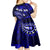 Fiji Masi Paisley With Hibiscus Tapa Kid Short Sleeve Dress Navy Blue Version LT01 - Polynesian Pride