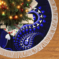 Fiji Masi Paisley With Hibiscus Tapa Tree Skirt Navy Blue Version LT01 - Polynesian Pride