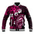 Fiji Masi Paisley With Hibiscus Tapa Baseball Jacket Pink Version LT01 Unisex Pink - Polynesian Pride