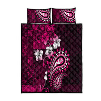 Fiji Masi Paisley With Hibiscus Tapa Quilt Bed Set Pink Version LT01 Pink - Polynesian Pride