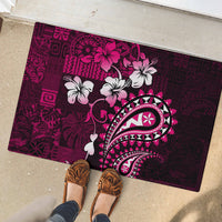 Fiji Masi Paisley With Hibiscus Tapa Rubber Doormat Pink Version LT01 - Polynesian Pride