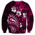 Fiji Masi Paisley With Hibiscus Tapa Sweatshirt Pink Version LT01 - Polynesian Pride