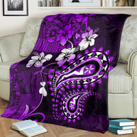 Fiji Masi Paisley Blanket Fijian Hibiscus Tapa Purple Version LT01 - Polynesian Pride