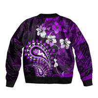 Fiji Masi Paisley Bomber Jacket Fijian Hibiscus Tapa Purple Version LT01 - Polynesian Pride