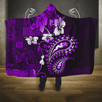 Fiji Masi Paisley Hooded Blanket Fijian Hibiscus Tapa Purple Version LT01 One Size Purple - Polynesian Pride