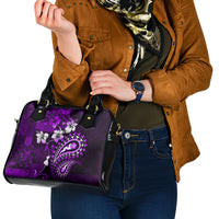 Fiji Masi Paisley Shoulder Handbag Fijian Hibiscus Tapa Purple Version LT01 - Polynesian Pride