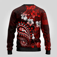 Fiji Masi Paisley Ugly Christmas Sweater Fijian Hibiscus Tapa Red Version LT01 - Polynesian Pride