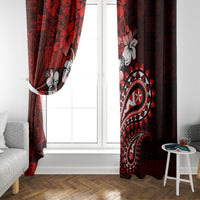 Fiji Masi Paisley Window Curtain Fijian Hibiscus Tapa Red Version LT01 - Polynesian Pride