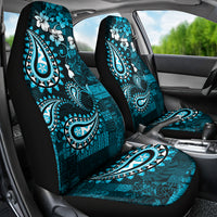 Fiji Masi Paisley Car Seat Cover Fijian Hibiscus Tapa Sky Blue Version LT01 - Polynesian Pride