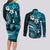 Fiji Masi Paisley Couples Matching Long Sleeve Bodycon Dress and Long Sleeve Button Shirt Fijian Hibiscus Tapa Sky Blue Version LT01 - Polynesian Pride