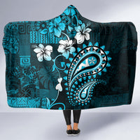Fiji Masi Paisley Hooded Blanket Fijian Hibiscus Tapa Sky Blue Version LT01 - Polynesian Pride