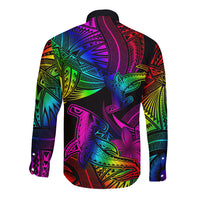 LGBT History Month Long Sleeve Button Shirt Polynesian Hammerhead Shark LT01 - Polynesian Pride