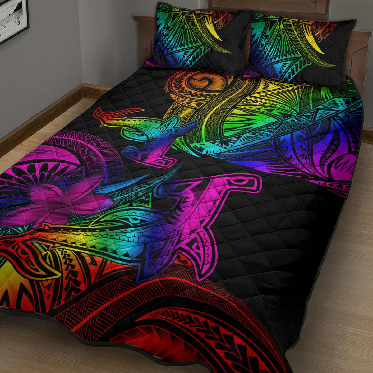LGBT History Month Quilt Bed Set Polynesian Hammerhead Shark LT01 - Polynesian Pride