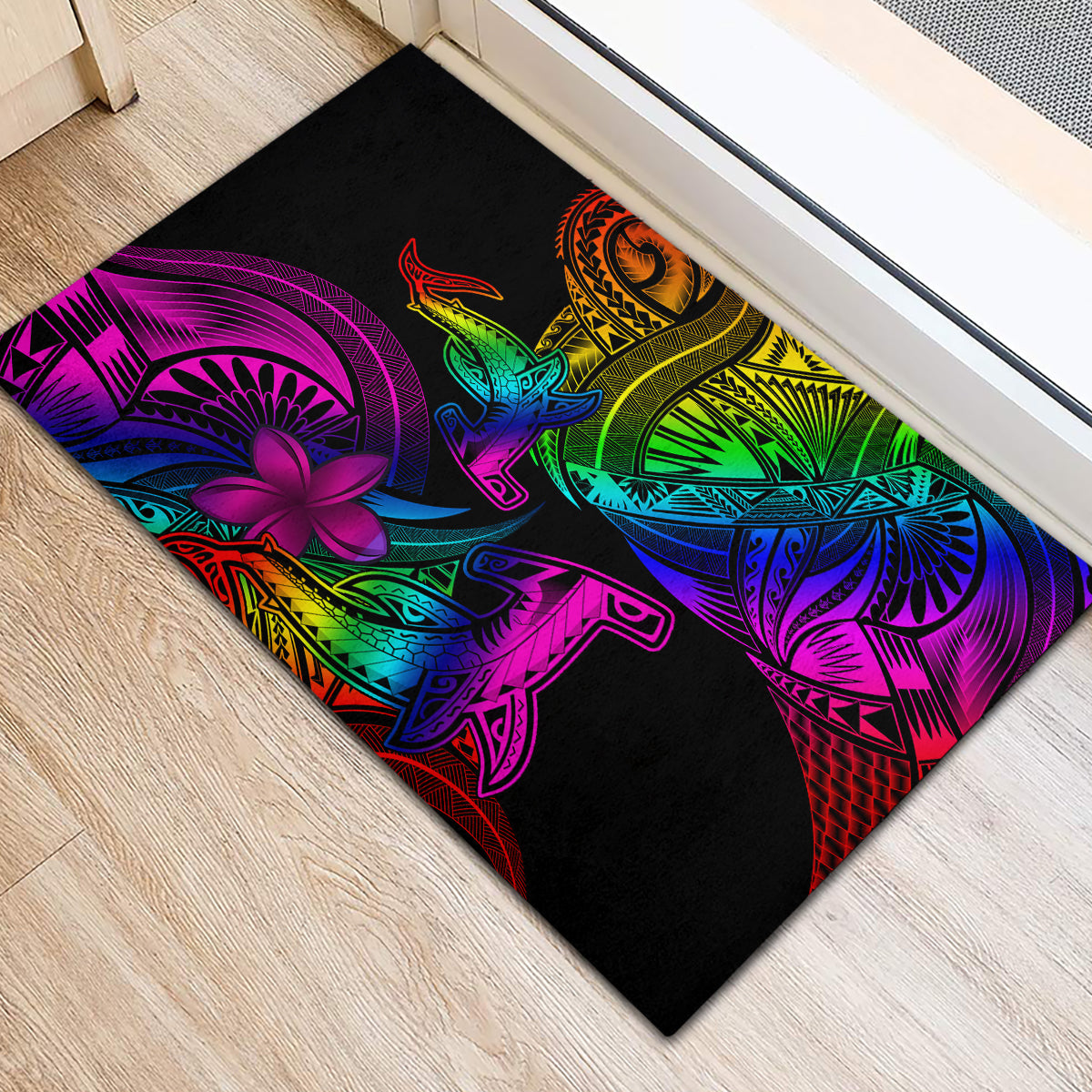LGBT History Month Rubber Doormat Polynesian Hammerhead Shark LT01 - Polynesian Pride