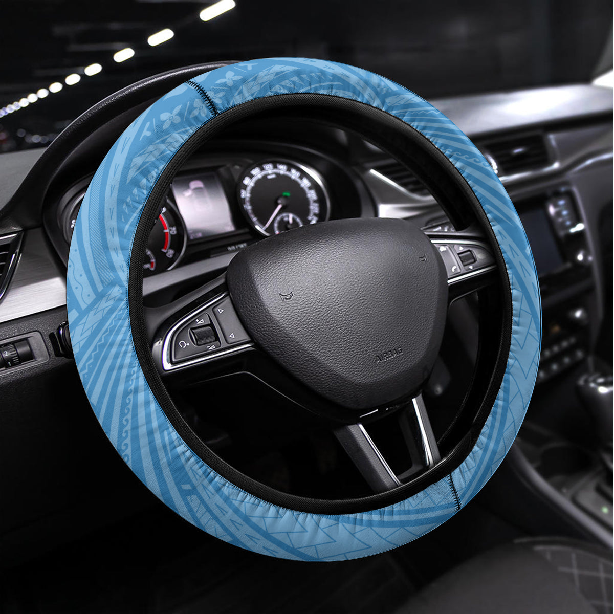 Micronesia Culture Day Steering Wheel Cover Tribal Pattern Tropical Style LT01 Universal Fit Blue - Polynesian Pride
