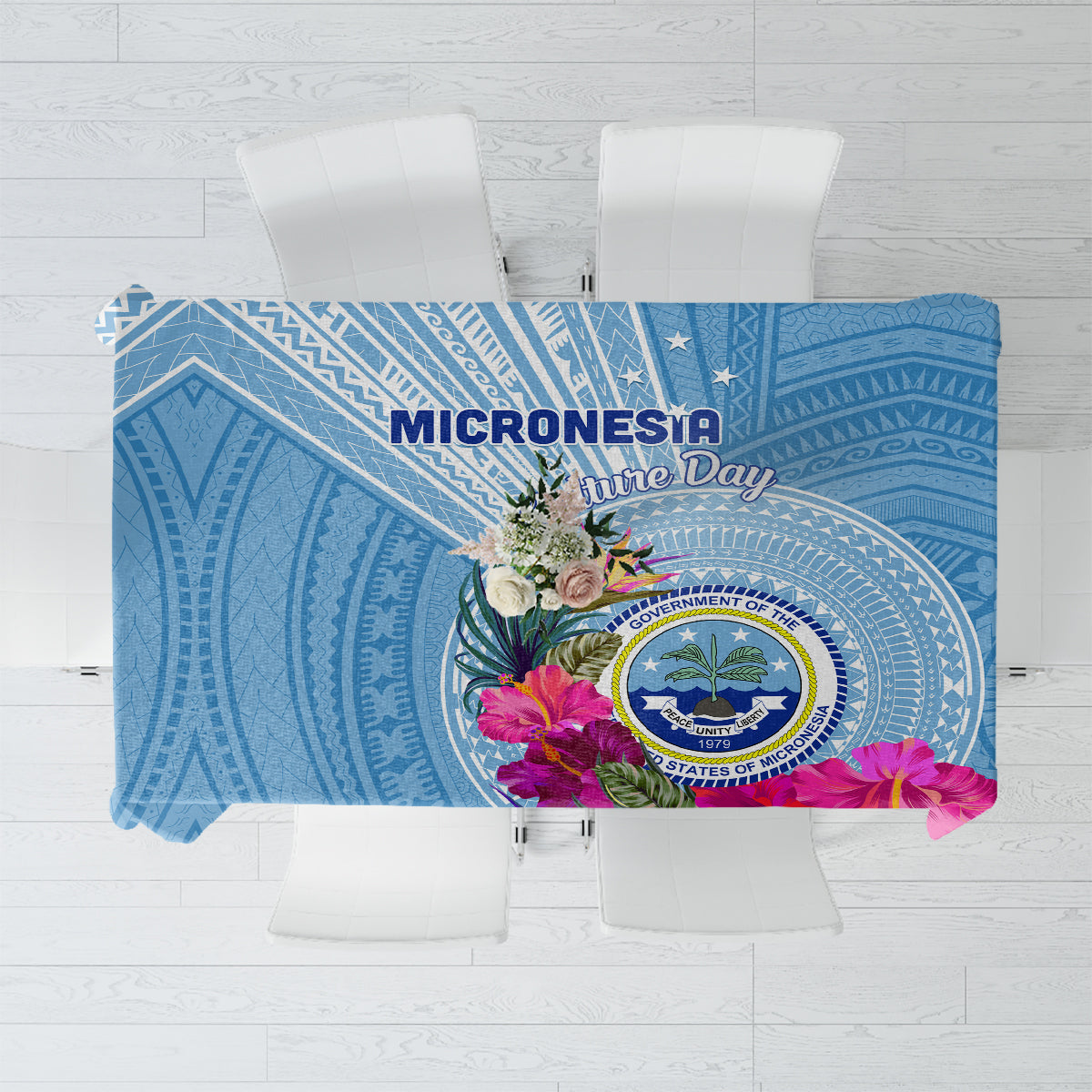 Micronesia Culture Day Tablecloth Tribal Pattern Tropical Style LT01 Blue - Polynesian Pride