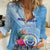 Micronesia Culture Day Women Casual Shirt Tribal Pattern Tropical Style LT01 Female Blue - Polynesian Pride