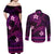 FSM Culture Day Couples Matching Off Shoulder Maxi Dress and Long Sleeve Button Shirt Tribal Pattern Pink Version LT01 - Polynesian Pride