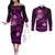 FSM Culture Day Couples Matching Off The Shoulder Long Sleeve Dress and Long Sleeve Button Shirt Tribal Pattern Pink Version LT01 Pink - Polynesian Pride