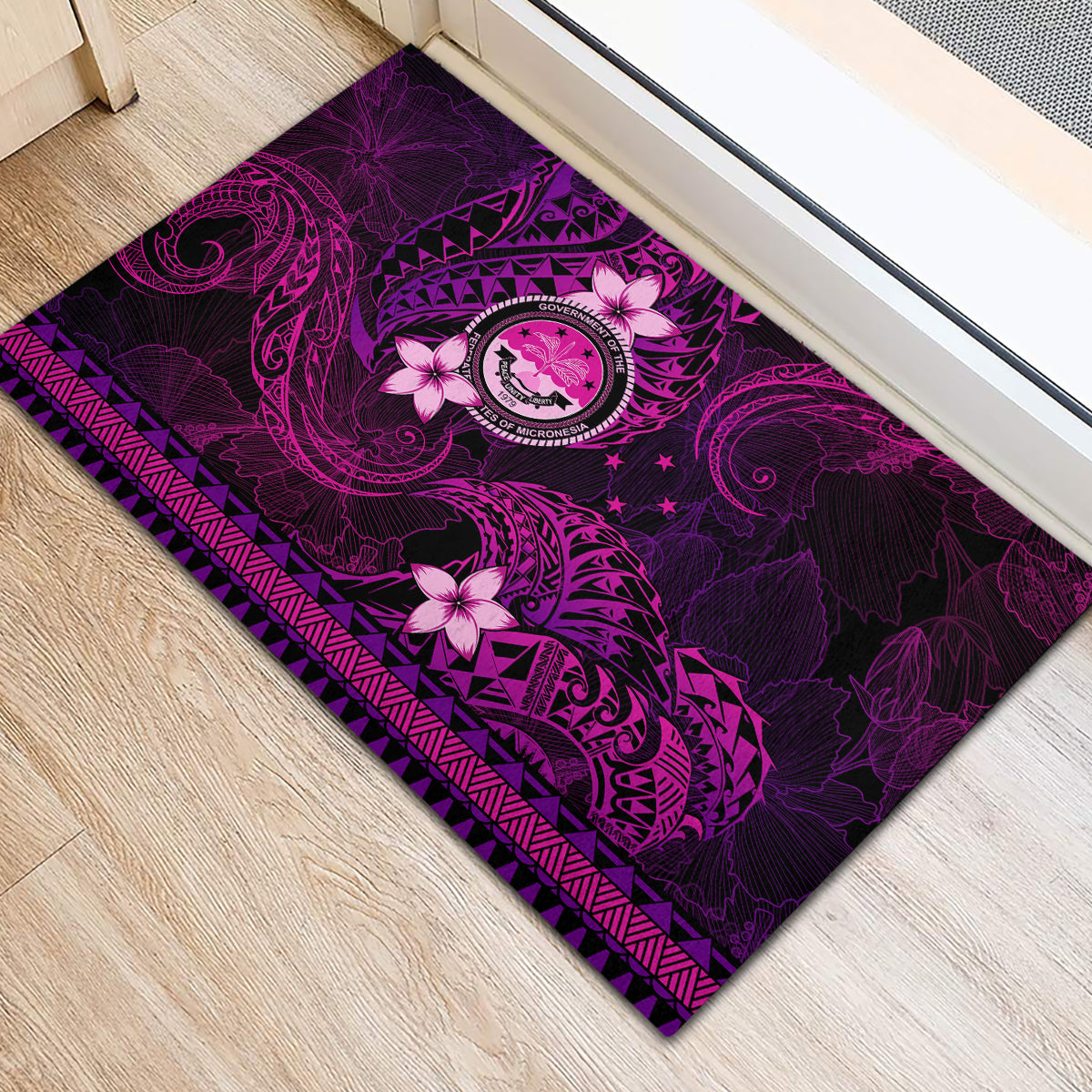 FSM Culture Day Rubber Doormat Tribal Pattern Pink Version LT01 - Polynesian Pride