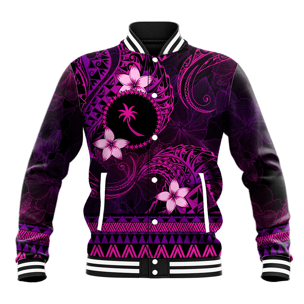 FSM Chuuk State Baseball Jacket Tribal Pattern Pink Version LT01 Unisex Pink - Polynesian Pride