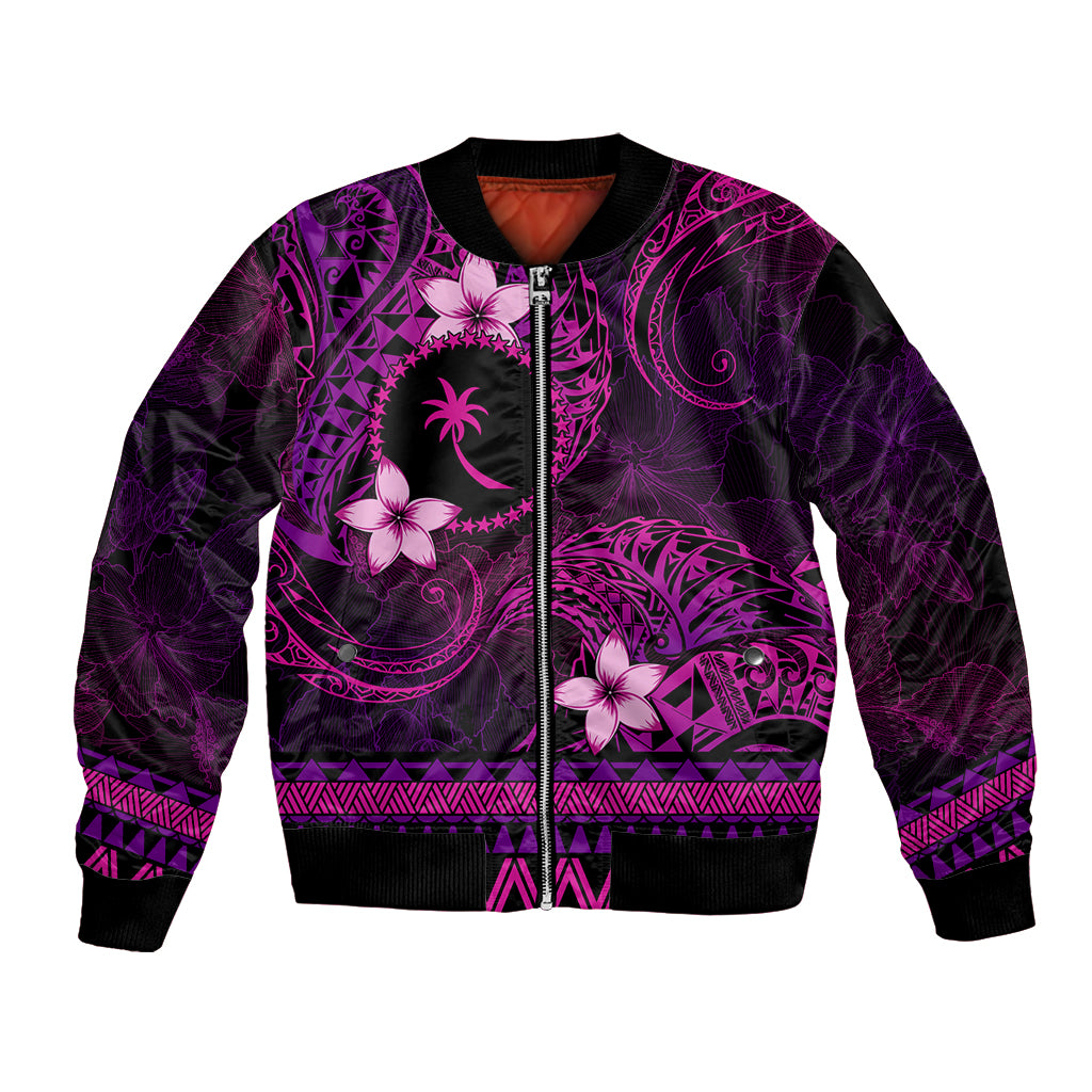 FSM Chuuk State Bomber Jacket Tribal Pattern Pink Version LT01 Unisex Pink - Polynesian Pride
